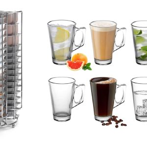 VINSANI LATTE GLASS 6PCS + COFFEE STAND 0006375